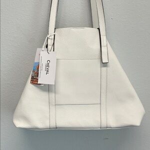 Cheval Firenze | White Leather Tote w/ Matching Mini Bag 🤍